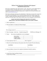&quot;Subordination Request Form&quot; - Dutchess County, New York