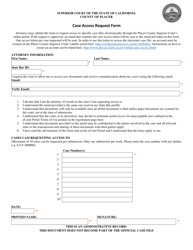 Document preview: Case Access Request Form - County of Placer, California
