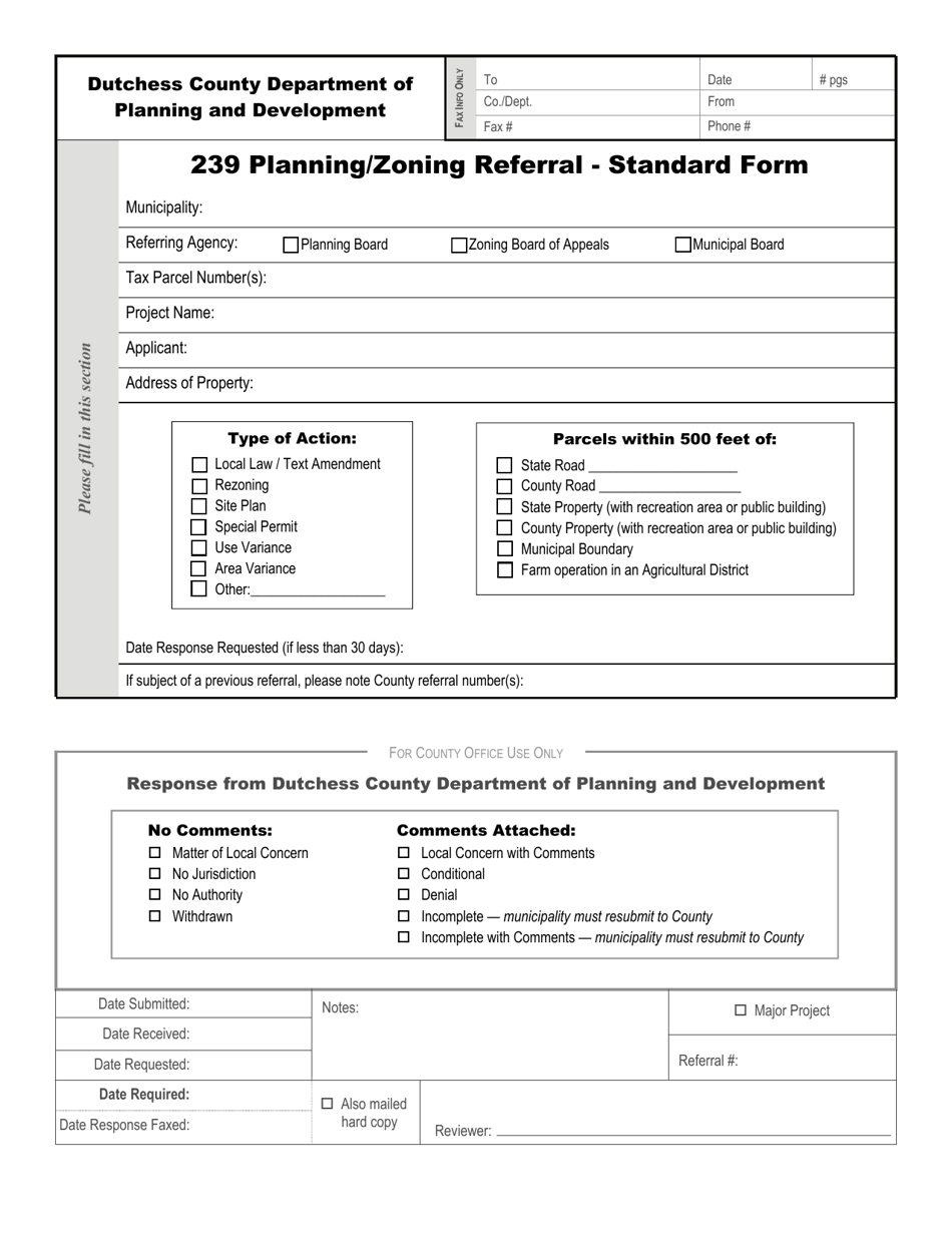 239 Planning / Zoning Referral - Standard Form - Dutchess County, New York, Page 1