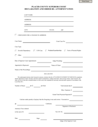 Document preview: Declaration and Order Re: Attorney's Fees - County of Placer, California