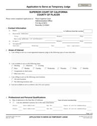 Document preview: Application to Serve as Temporary Judge - County of Placer, California