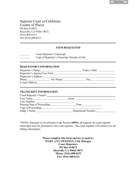 Document preview: Transcript Request Form - County of Placer, California
