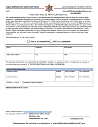 Document preview: Public Comment or Complaint Form - Dutchess County, New York