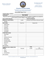 &quot;Annual Recycling Report Form - Hauler&quot; - Dutchess County, New York