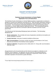 Document preview: Dutchess County Commission on Human Rights Commission Member Application - Dutchess County, New York