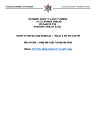 Document preview: Dcso Pistol Permit Application - Dutchess County, New York