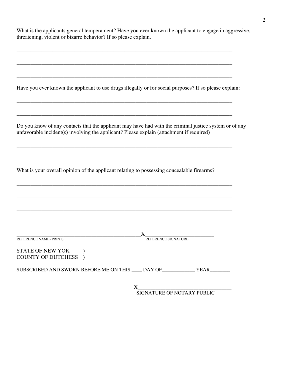 Dcso Pistol Permit Application - Dutchess County, New York, Page 10