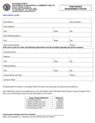 Document preview: Item Pricing Requirement Waiver Application - Dutchess County, New York