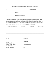 Document preview: 30 Day Extension Request for Justice Court - Bosque County, Texas