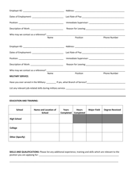 Employment Application - Bosque County, Texas, Page 2