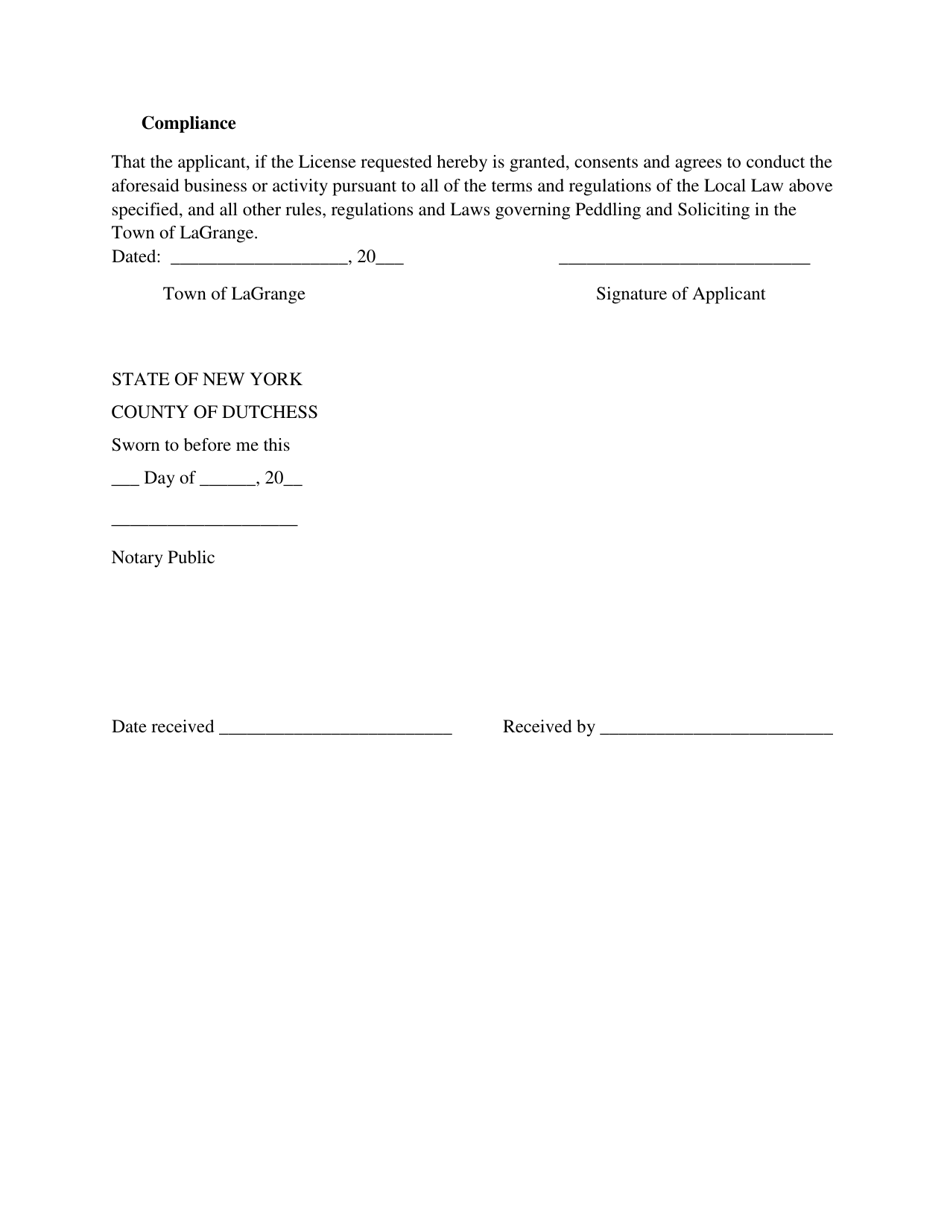 Application for Sale of Fireworks  Sparkling Devices - Town of LaGrange, New York, Page 2