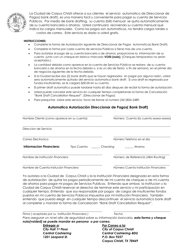 Document preview: Automatica Autorizacion Direccionar De Pagos - City of Corpus Christi, Texas (Spanish)