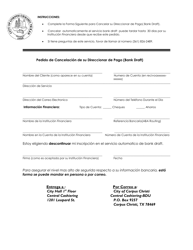 Document preview: Pedido De Cancelacion De Su Direccionar De Pago - City of Corpus Christi, Texas (Spanish)