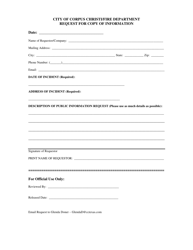 Document preview: Request for Copy of Information - City of Corpus Christi, Texas