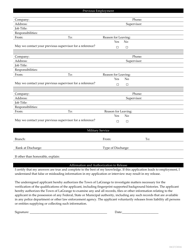 Employment Application - Town of LaGrange, New York, Page 2