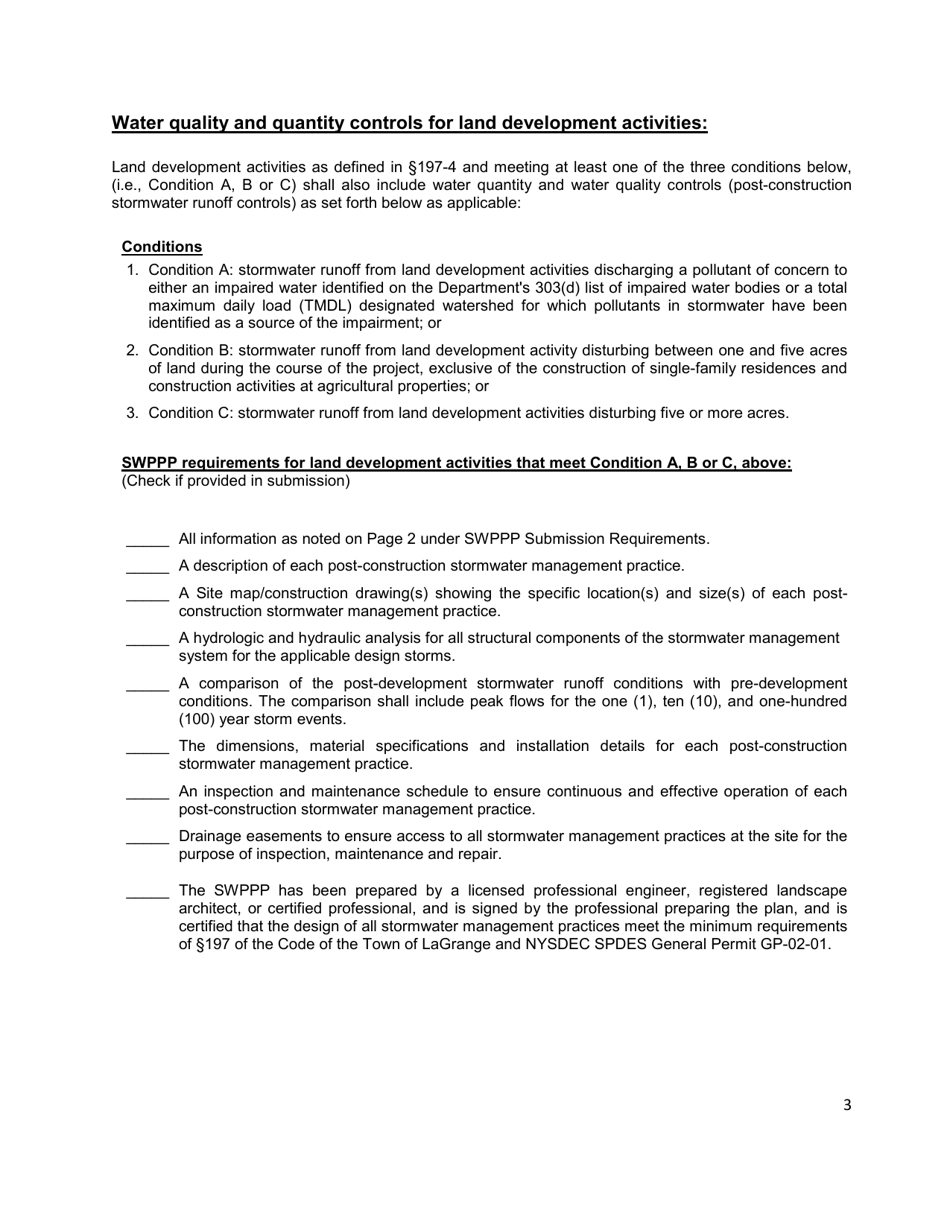 Town of LaGrange, New York Stormwater Pollution Prevention Plan (Swppp