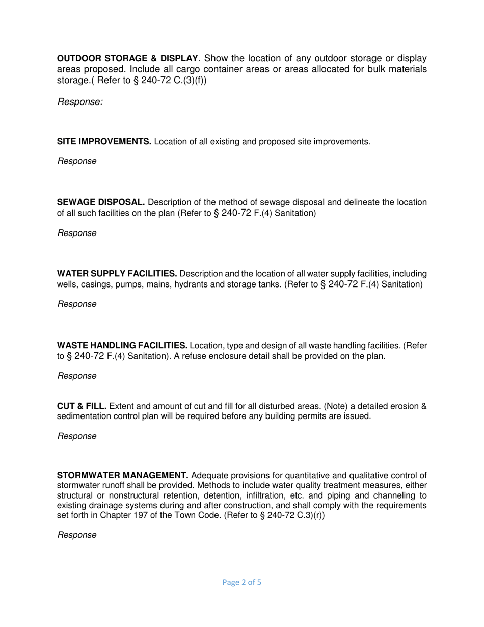 Site Plan Town Center Business (TCB) Supplemental Information Form - Town of LaGrange, New York, Page 2