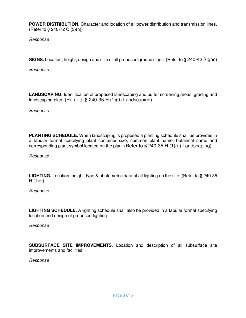 Site Plan Town Center Business (TCB) Supplemental Information Form - Town of LaGrange, New York, Page 3