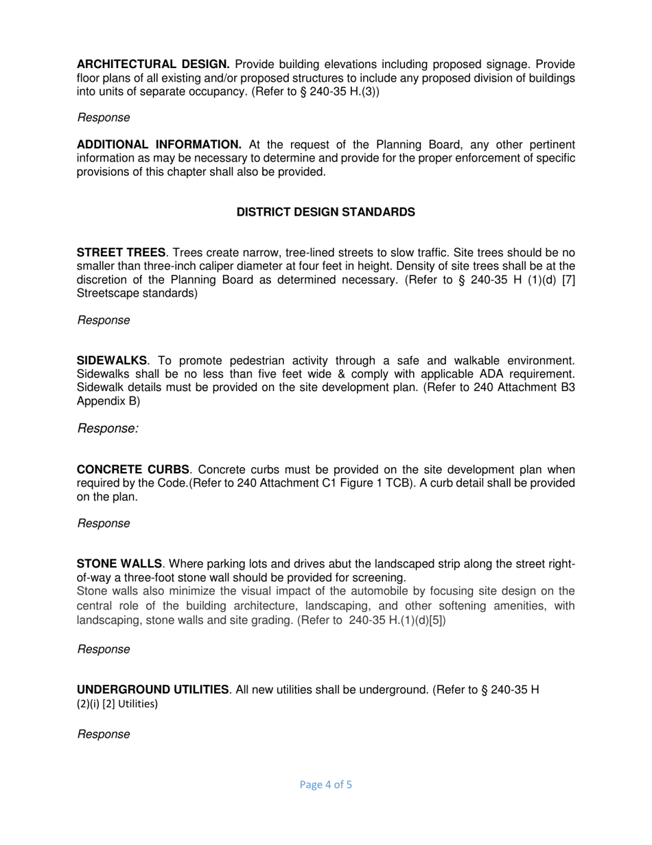 Site Plan Town Center Business (TCB) Supplemental Information Form - Town of LaGrange, New York, Page 4