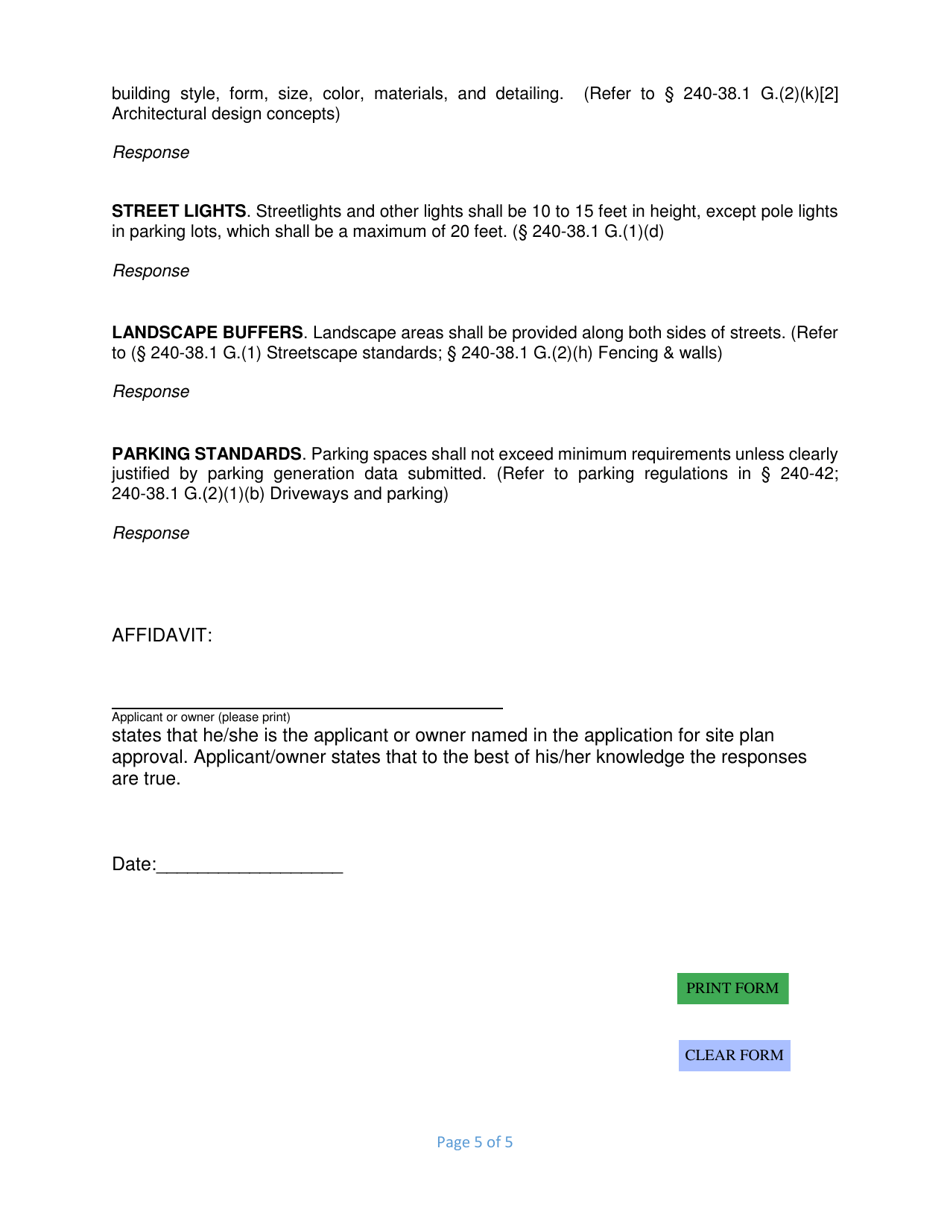 Site Plan Manchester Gateway Hamlet (Mgh) Supplemental Information Form - Town of LaGrange, New York, Page 5