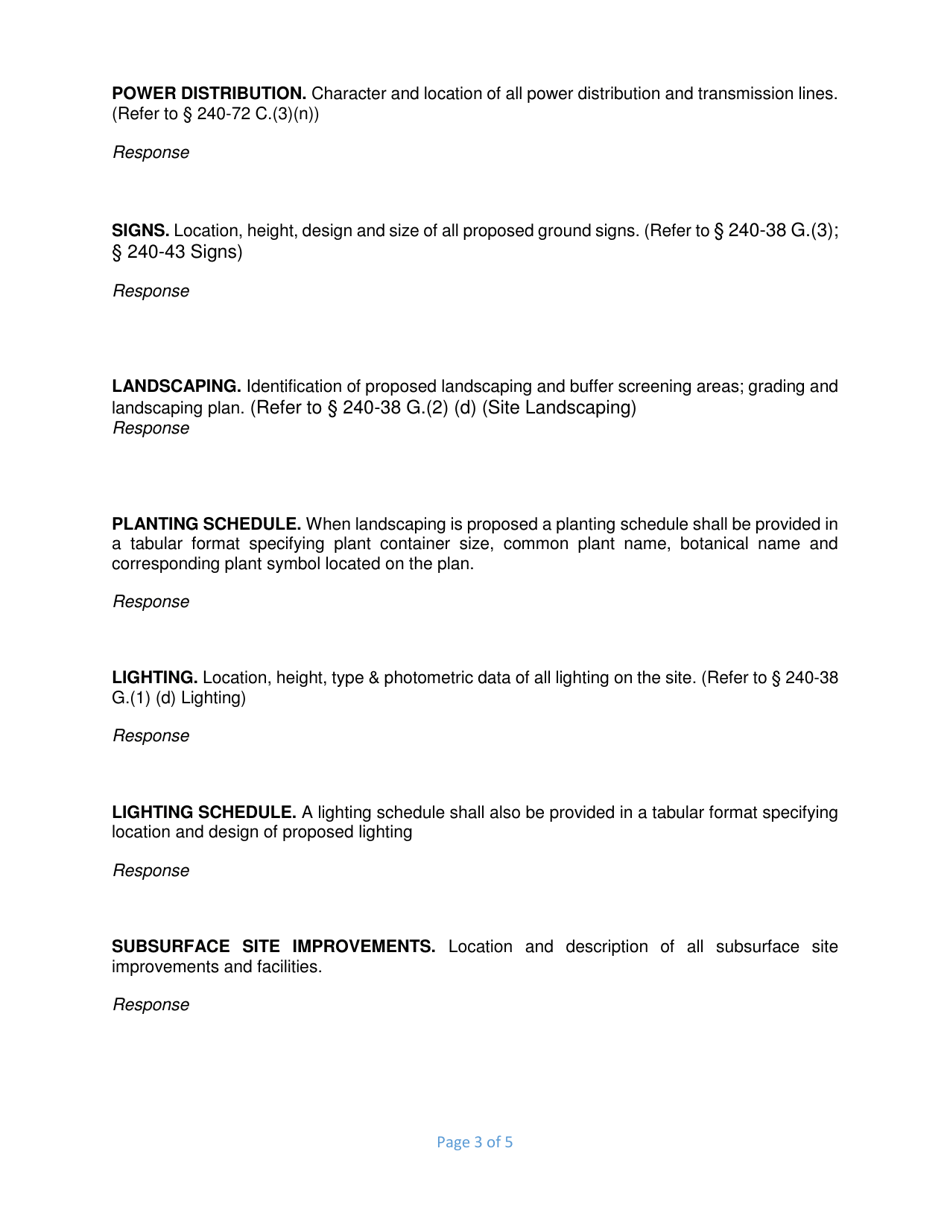 Site Plan Hamlet (H) Supplemental Information Form - Town of LaGrange, New York, Page 3