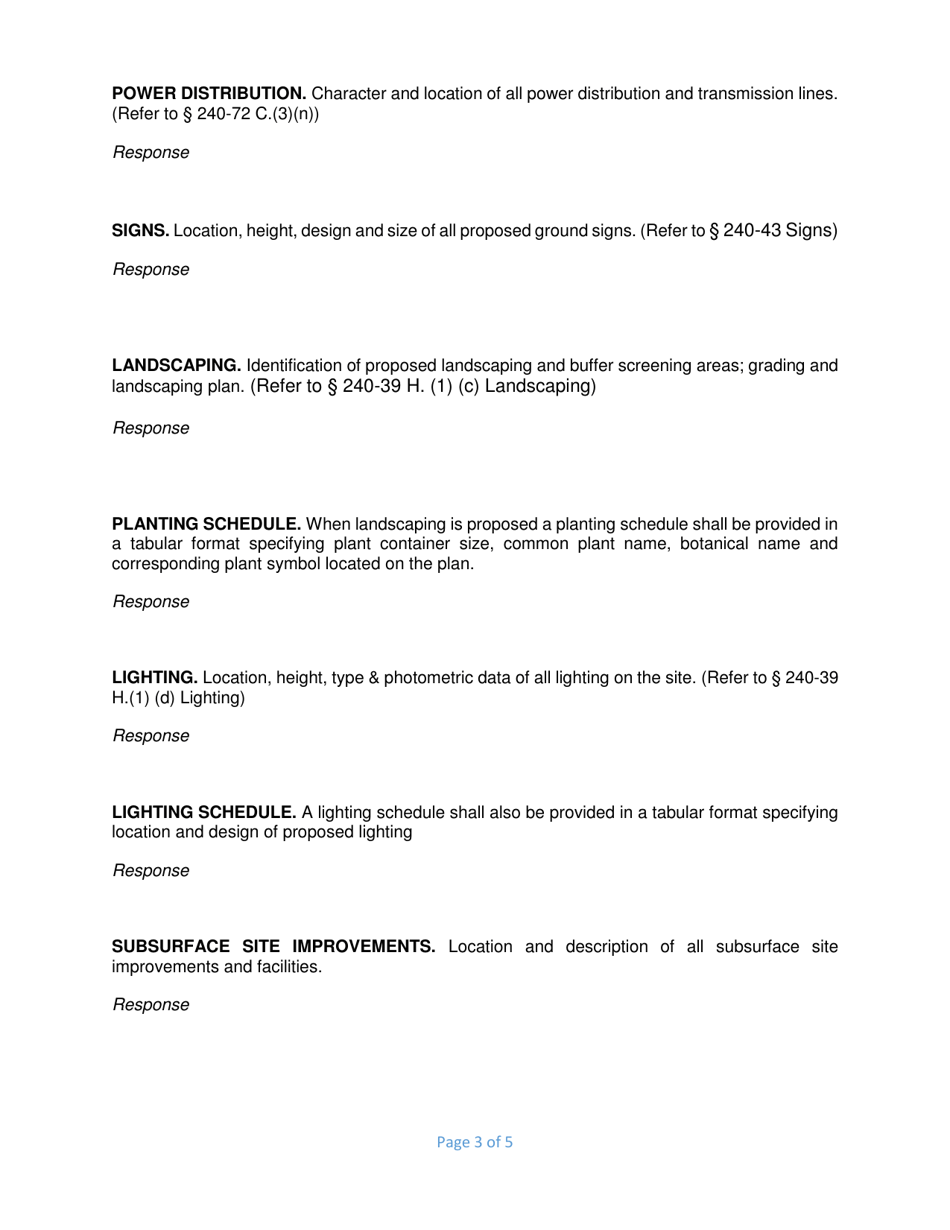 Site Plan Commercial (C) Supplemental Information Form - Town of LaGrange, New York, Page 3