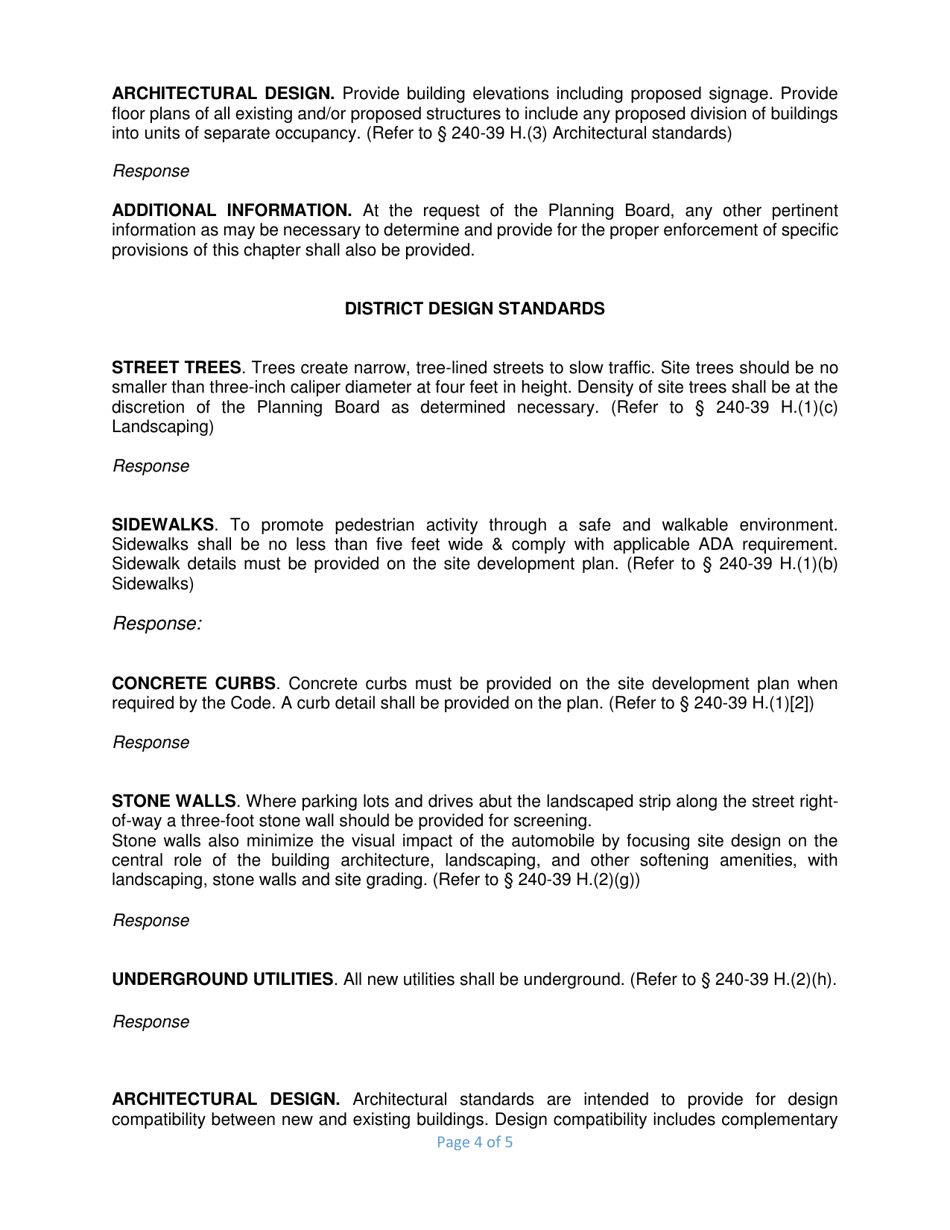 Town of LaGrange, New York Site Plan Commercial (C) Supplemental
