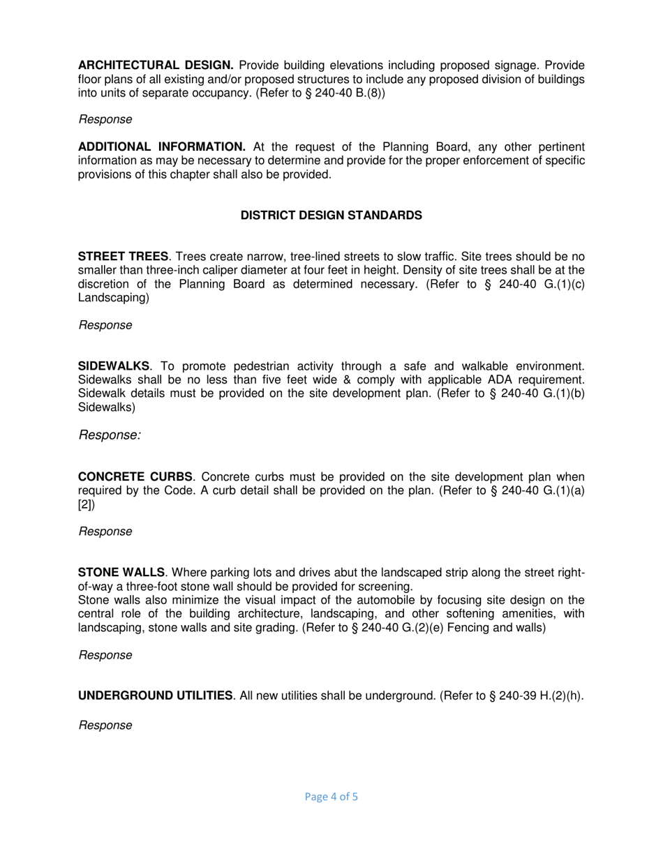 Site Plan Industrial (I) Supplemental Information Form - Town of LaGrange, New York, Page 4
