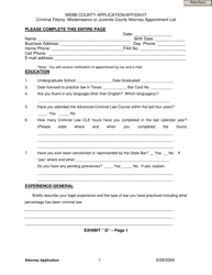 Document preview: Exhibit D Webb County Application/Affidavit Criminal Felony, Misdemeanor or Juvenile Courts Attorney Appointment List - Webb County, Texas
