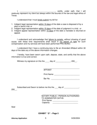 Exhibit D Webb County Application/Affidavit Criminal Felony, Misdemeanor or Juvenile Courts Attorney Appointment List - Webb County, Texas, Page 5
