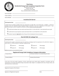 Document preview: Third Party Residential Energy Code Compliance Inspection Form - City of Corpus Christi, Texas