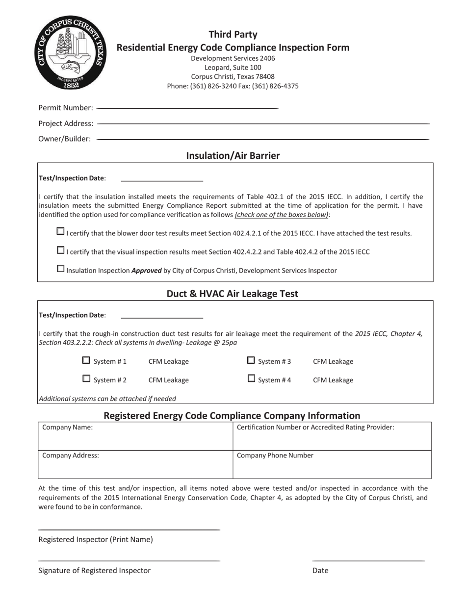 City of Corpus Christi, Texas Third Party Residential Energy Code ...