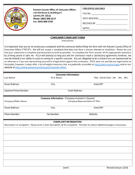 Document preview: Consumer Complaint Form - Putnam County, New York