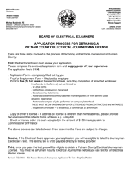 Document preview: Application to Apply for Electrical Journeyman Exam - Step One - Putnam County, New York