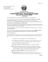 Plumbing/Mechanical Trades Step One Master License Application - Putnam County, New York