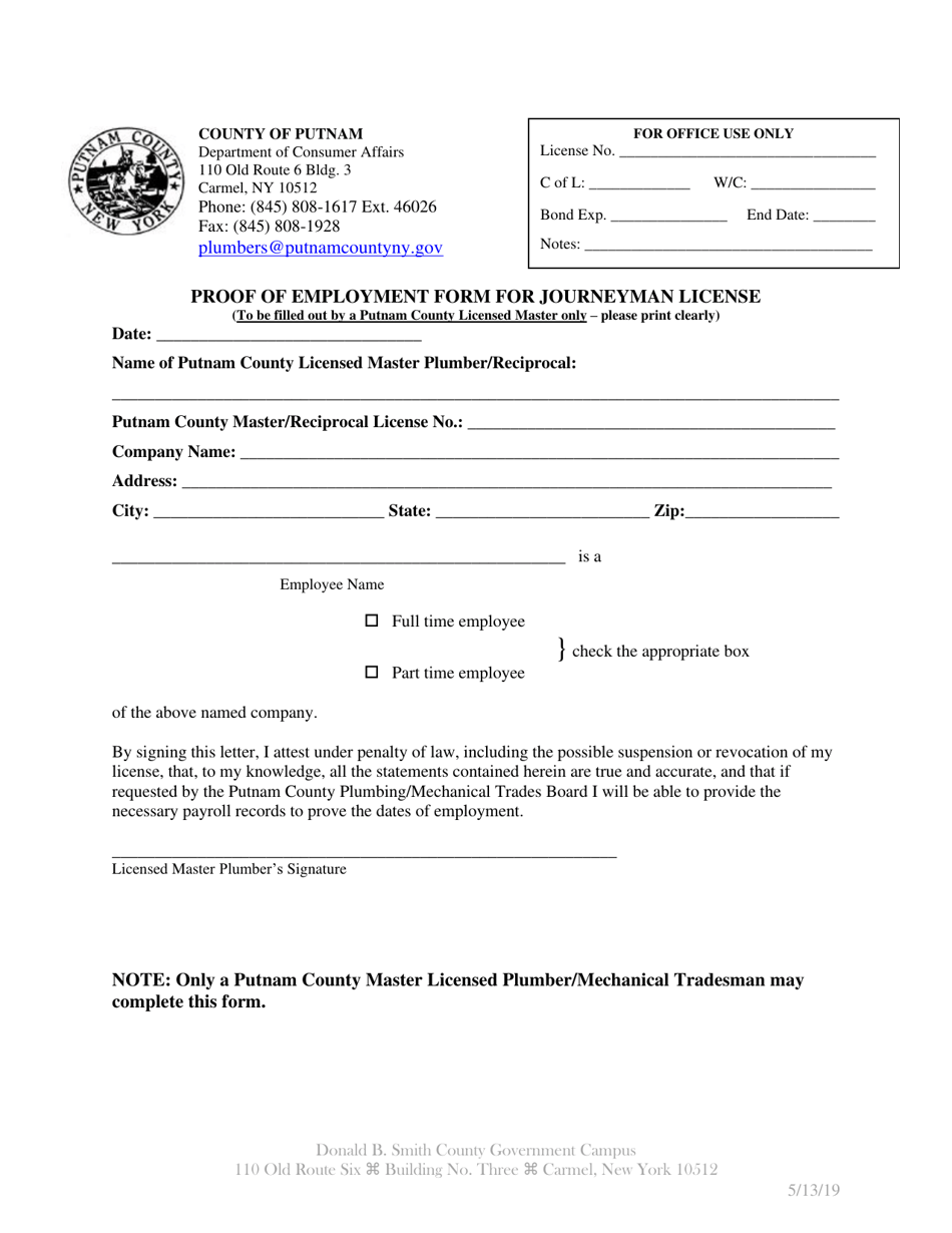 New Journeyman Application - Putnam County, New York, Page 4