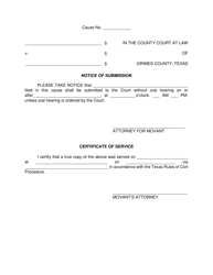 Document preview: Notice of Submission - Grimes County, Texas