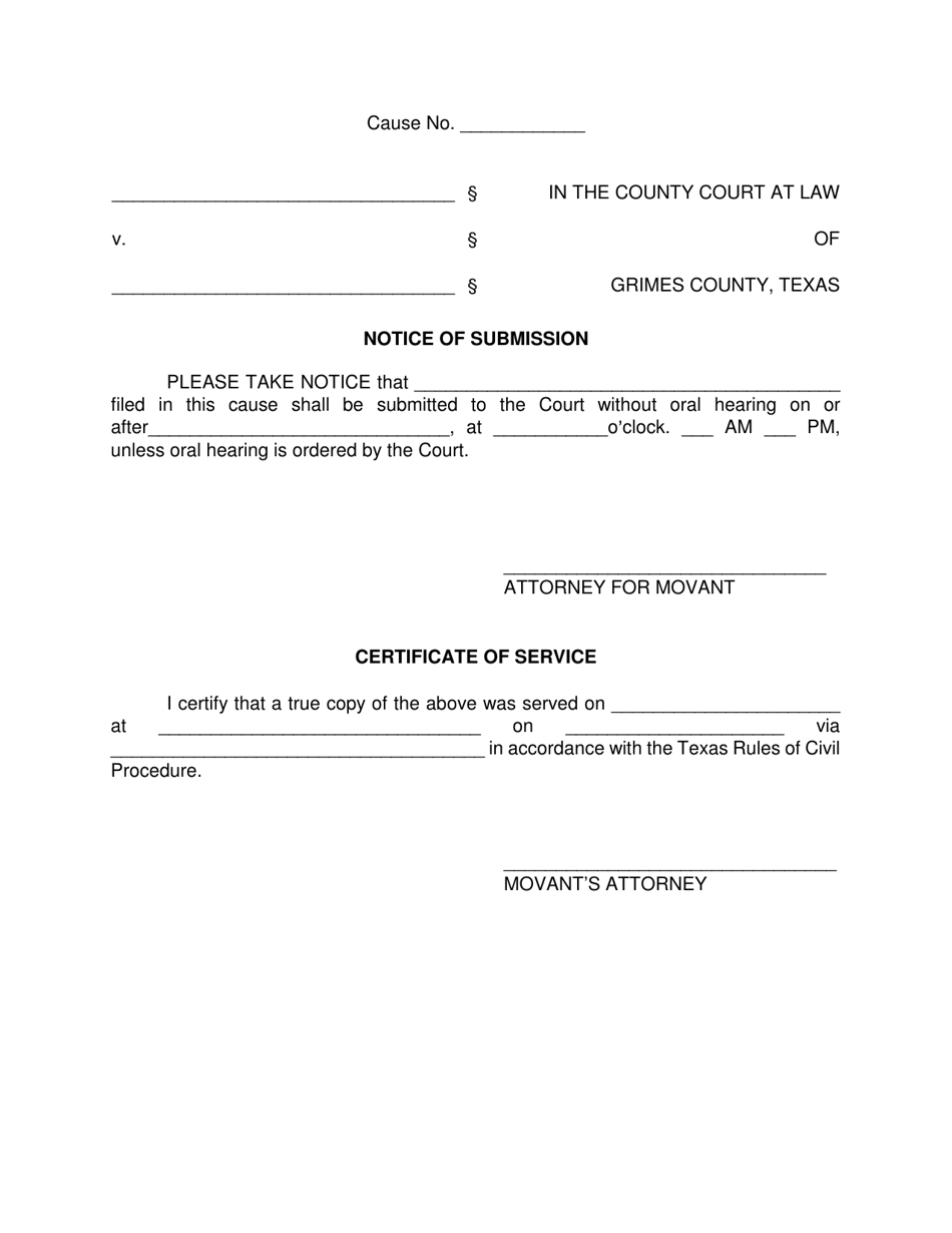 Grimes County, Texas Notice of Submission - Fill Out, Sign Online and ...