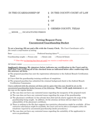 Setting Request Form - Uncontested Guardianship Docket - Grimes Couny, Texas