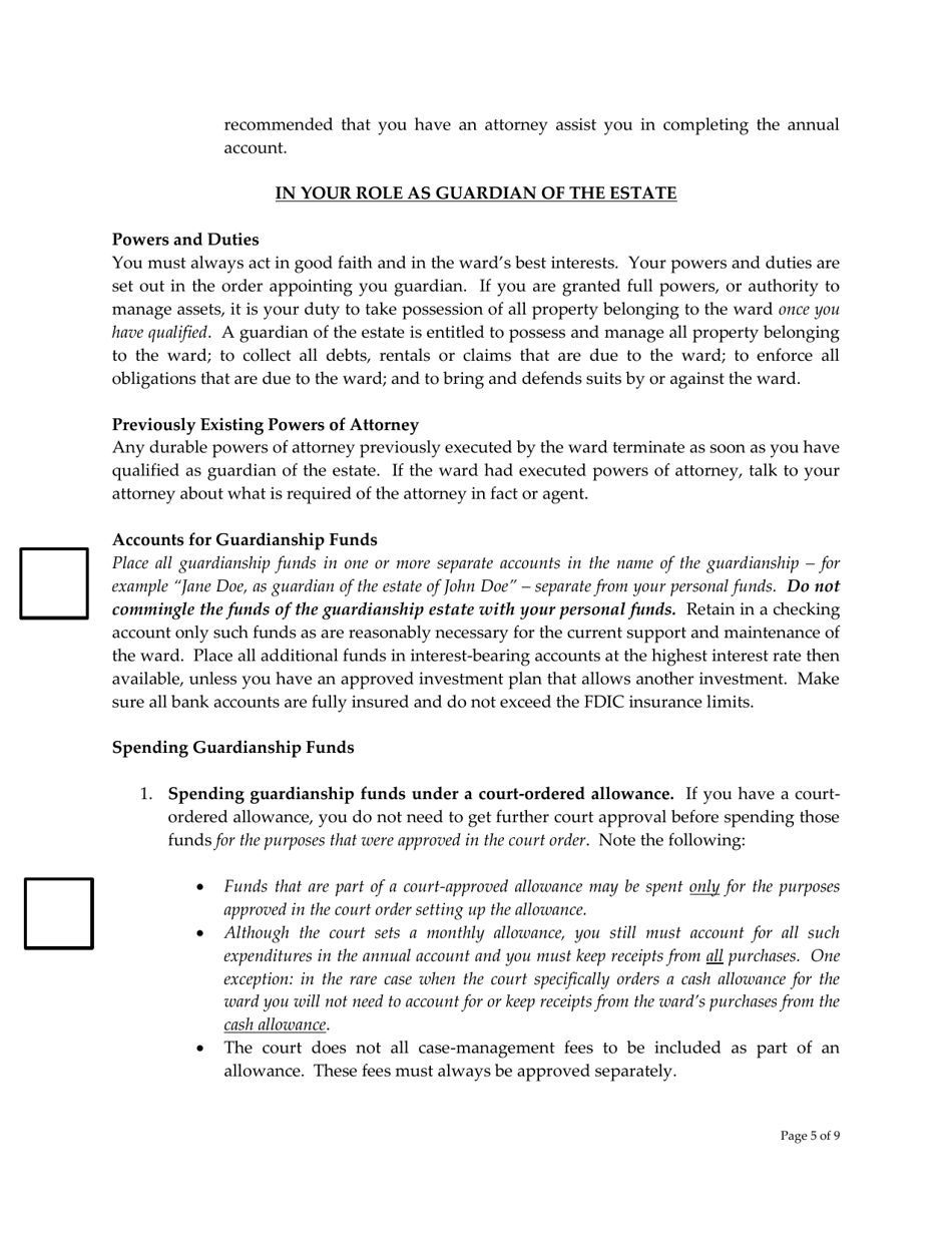 Guardian of the Person and Estate Court-Ordered Instructions - Grimes County, Texas, Page 5