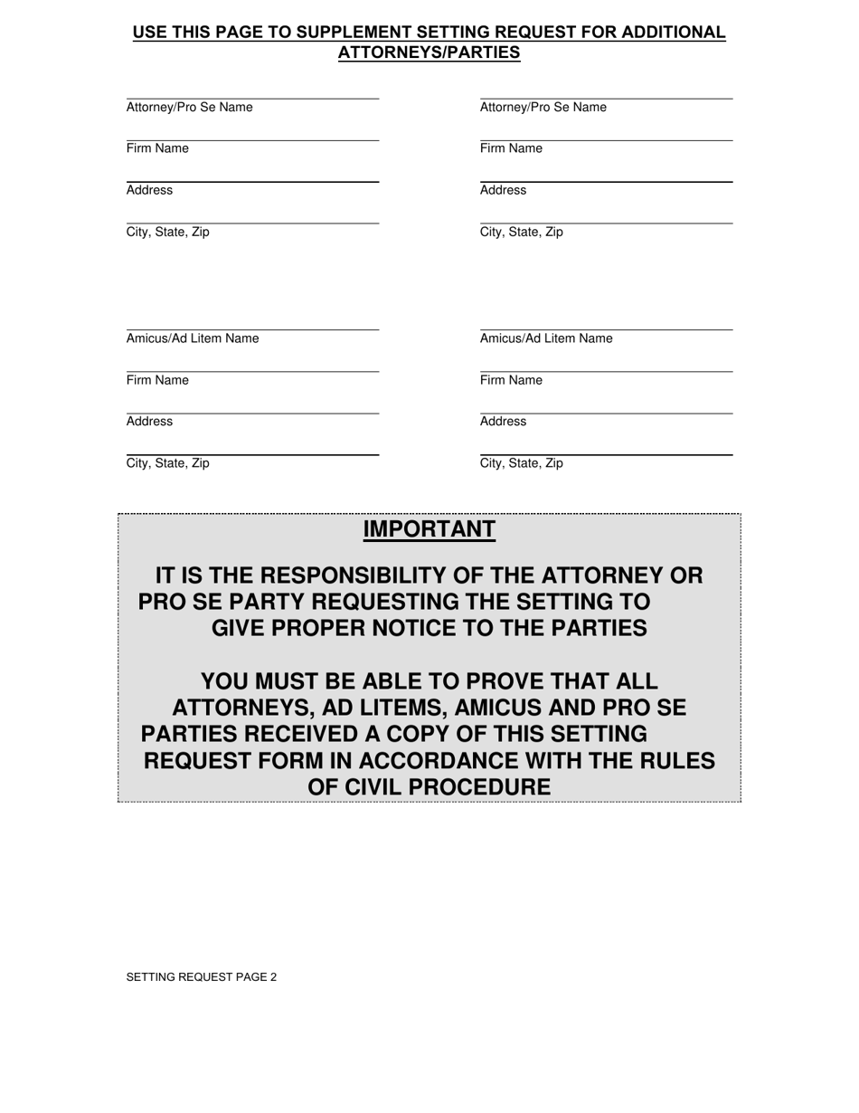 Grimes County, Texas Setting Request - Fill Out, Sign Online and ...