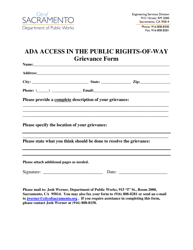 Ada Access in the Public Rights-Of-Way Grievance Form - City of Sacramento, California, Page 3
