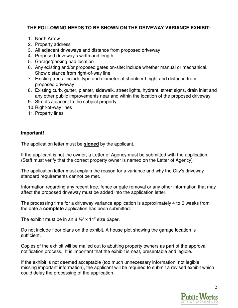 Driveway Variance - City of Sacramento, California, Page 2