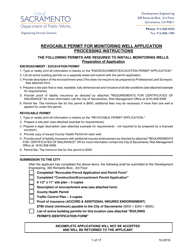 &quot;Revocable Permit for Monitoring Well Application&quot; - City of Sacramento, California