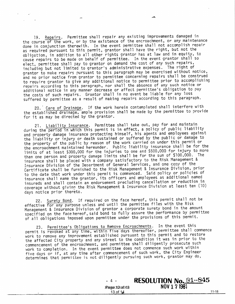 Revocable Permit Application and Permit Form - City of Sacramento, California, Page 13