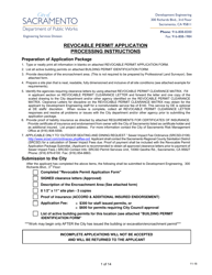 Revocable Permit Application and Permit Form - City of Sacramento, California