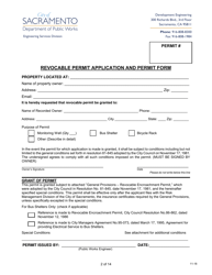 Revocable Permit Application and Permit Form - City of Sacramento, California, Page 2