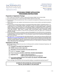 Document preview: Revocable Permit Application and Permit Form - City of Sacramento, California