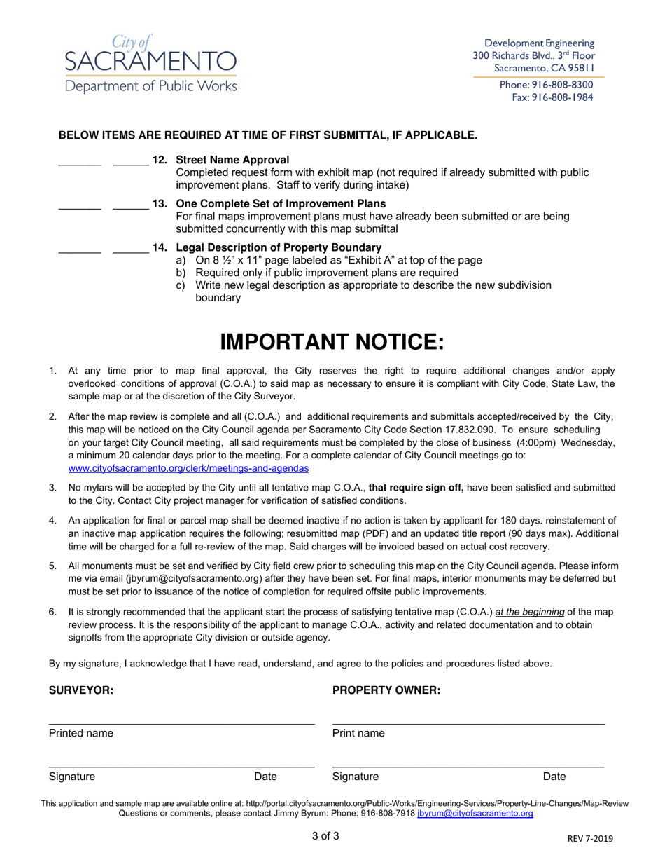 Final, Parcel and Master Parcel Map Submittal Application - City of Sacramento, California, Page 3