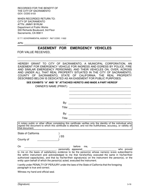 Easement for Emergency Vehicles - City of Sacramento, California Download Pdf